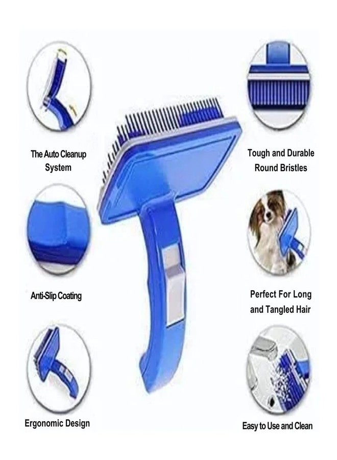 PET FUN Self-Cleaning Plastic Slicker Brush with Press Key for Dogs and Cats | Gentle Pet Grooming Tool Kit for Shedding, Mats, Tangled, Long & Short Hair | Ideal for All Breeds & Sizes (Large) - Image 5